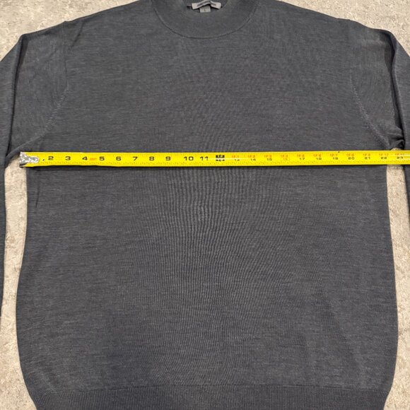 Johnston & Murphy Men's 100% Silk Knit Crew Neck Grey Long Sleeve Sweater Shirt - Picture 11 of 16